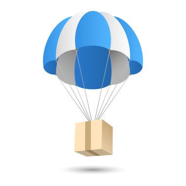 Parachute gift delivery concept emblem clipart