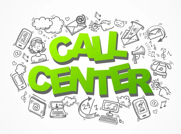 Call Center Skizze Icons Komposition — Stockvektor