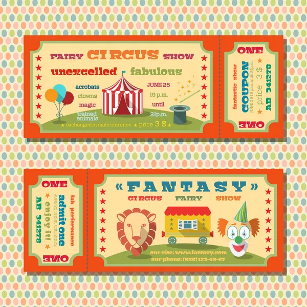 Circus tickets sjabloon — Stockvector