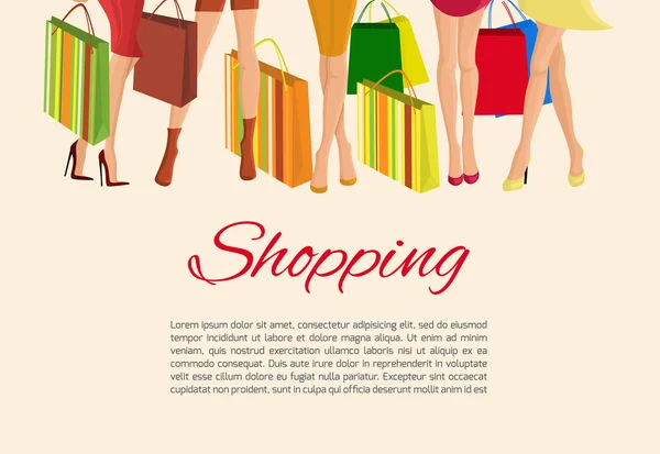 Shopping Girl Beine Poster — Stockvektor