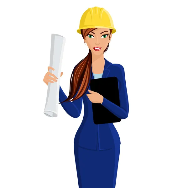 Mujer ingeniero retrato — Vector de stock