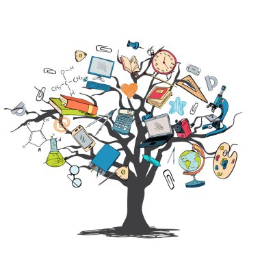 Eğitim simgesi doodle ağaç