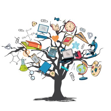 Education icon doodle tree clipart