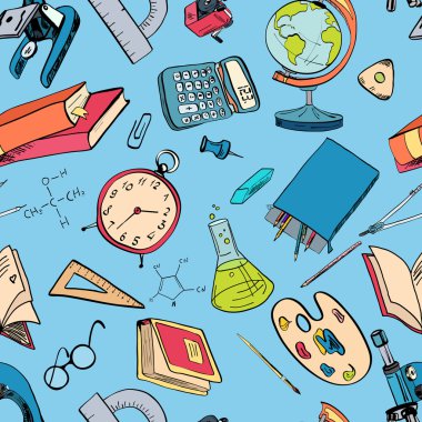 Eğitim simgesi doodle kesintisiz renk