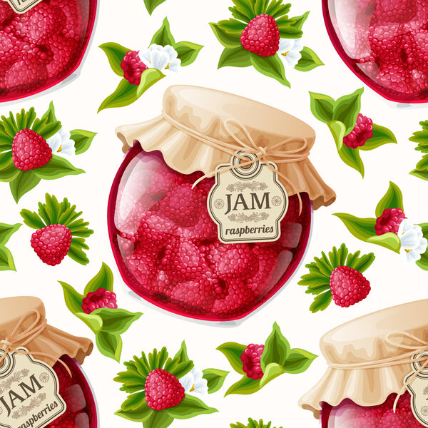 Raspberry jam seamless pattern