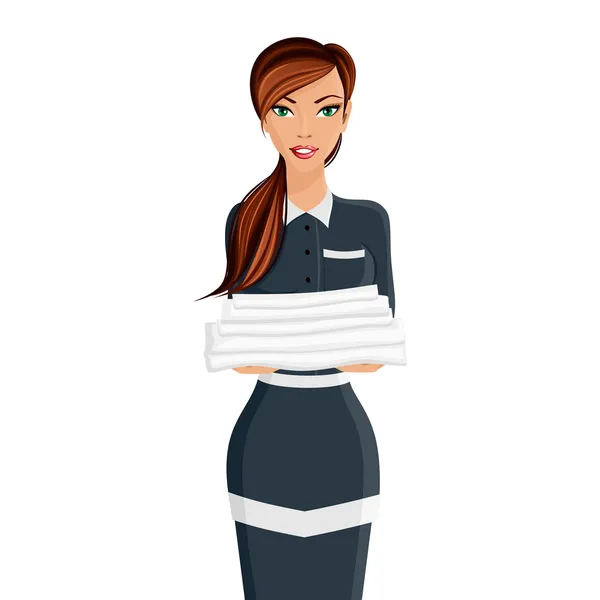 Woman hotel maid portrait — Stock Vector