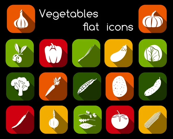 Zeleninu ploché ikony — Stockový vektor