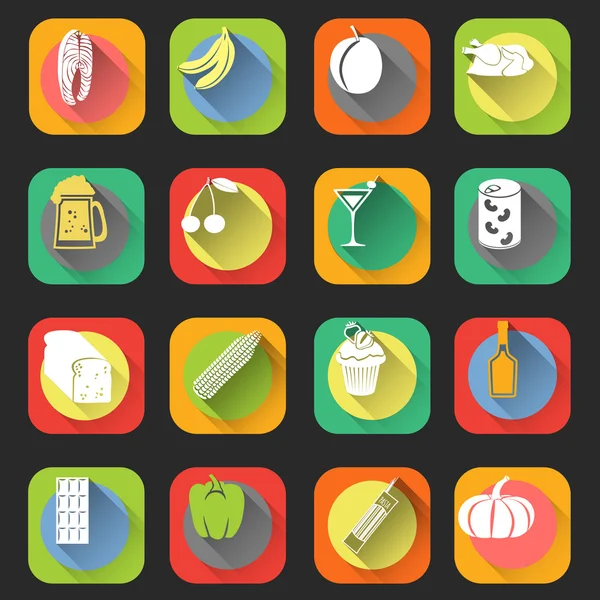 Alimentos iconos planos — Vector de stock