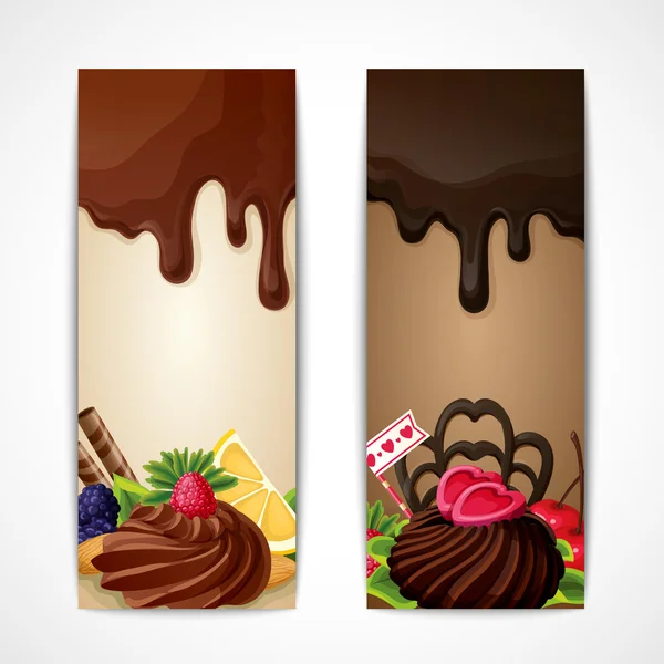 Bannières chocolat verticales — Image vectorielle