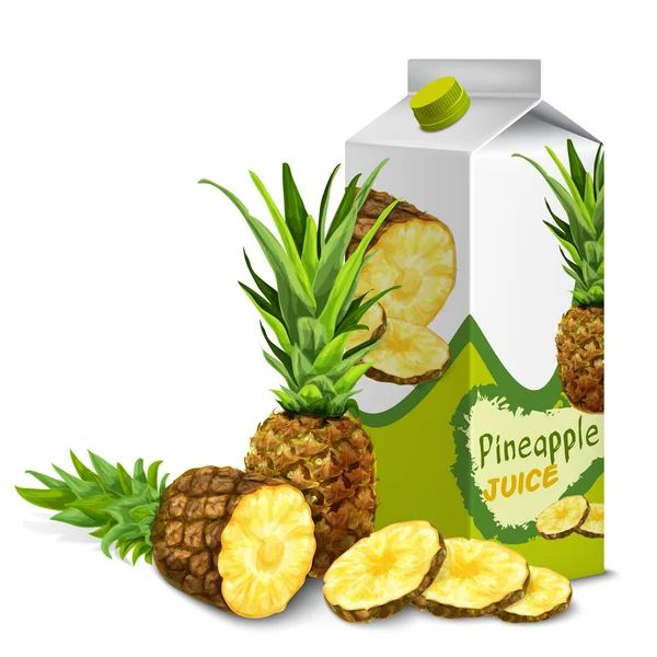 Sok ananasowy opakowanie — Wektor stockowy