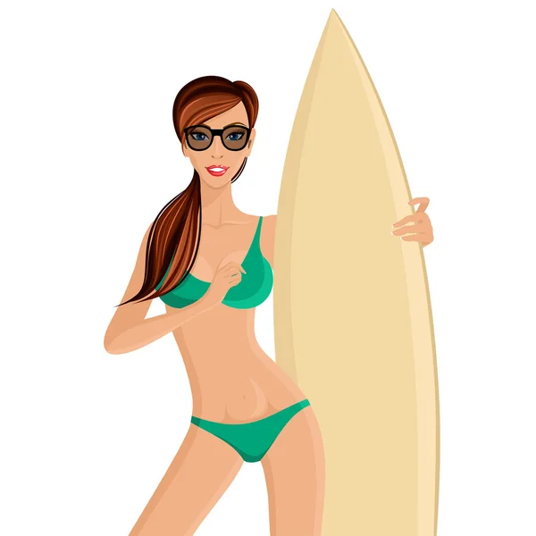 Surfeur fille portrait — Image vectorielle