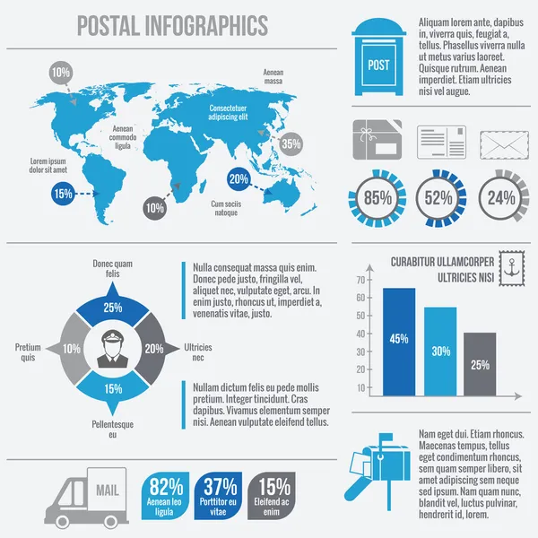 Infográficos de serviço postal — Vetor de Stock