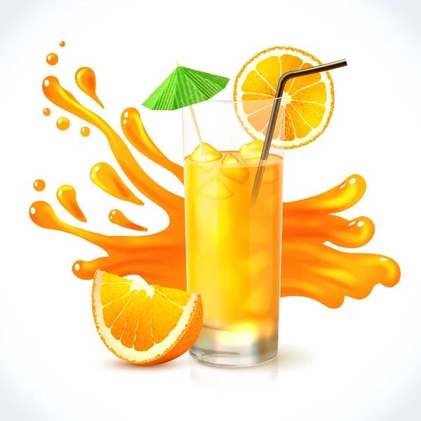 Zumo de naranja hielo — Vector de stock