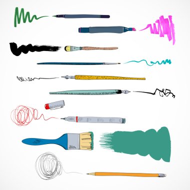 Drawing tools icon sketch clipart