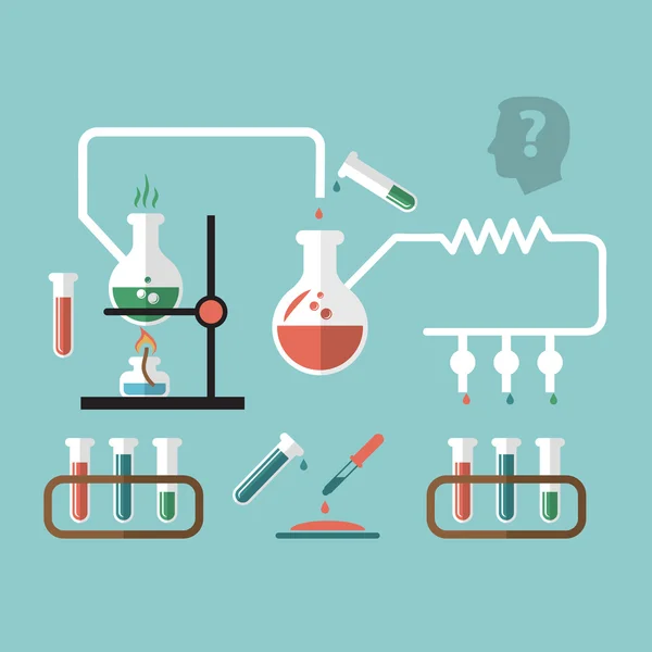 Pesquisa de química esboço infográfico —  Vetores de Stock