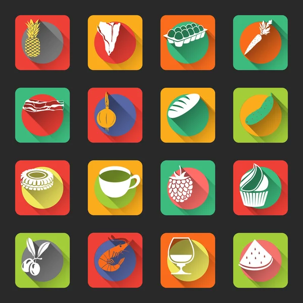 Food Flat Icons — Stock Vector