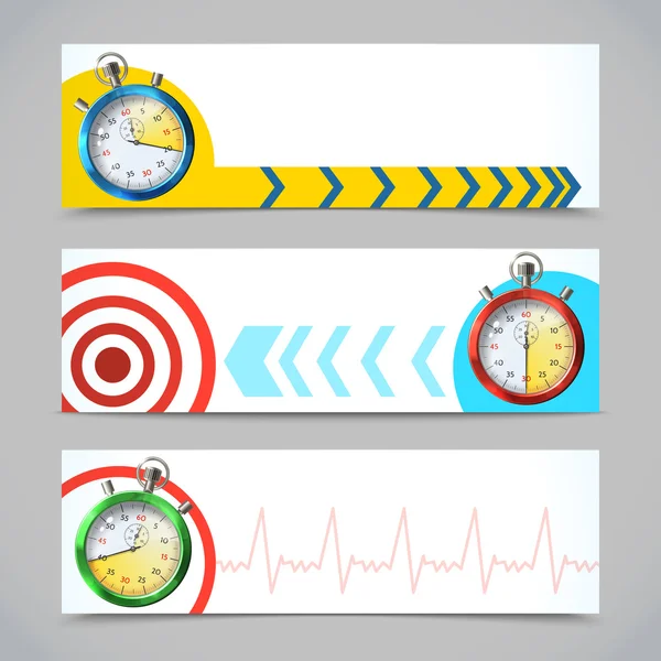 Stopwatch banners horizontal — Stock Vector