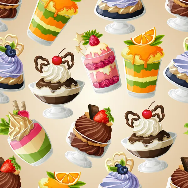 Snoep dessert naadloze patroon — Stockvector