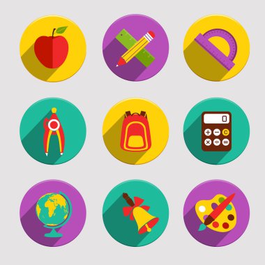 düz okul Icons set