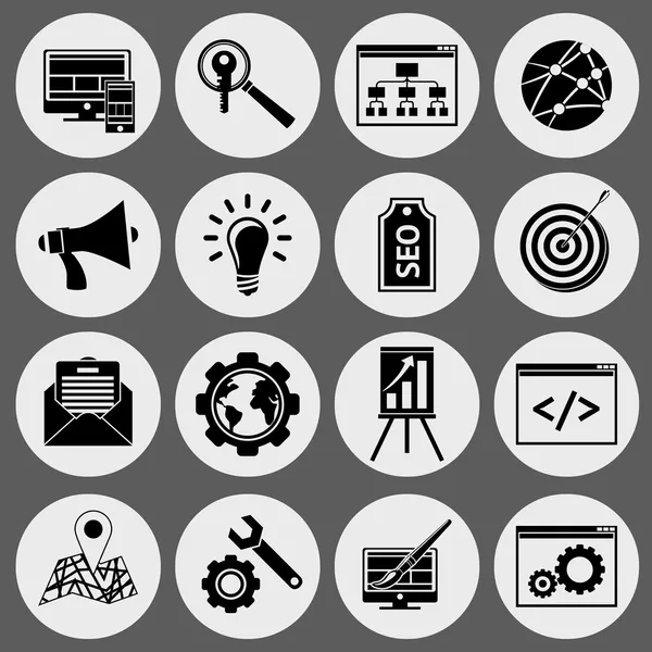 SEO icons black set — Stock Vector