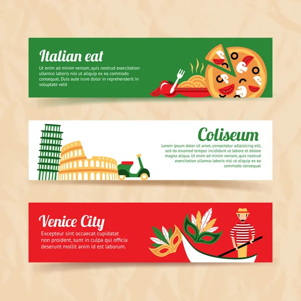 Conjunto de banderas Italia — Vector de stock