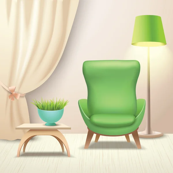 Sillón de diseño interior — Vector de stock