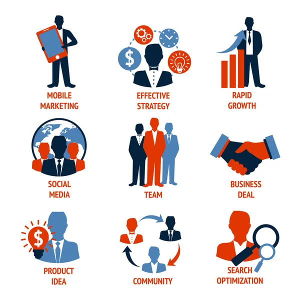 Business and management icons set Vector Graphics