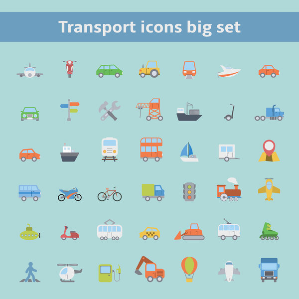 Set of flat transportation vehicles icons