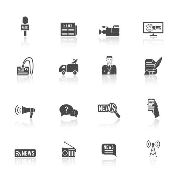 Conjunto de iconos de periodista reportero — Vector de stock