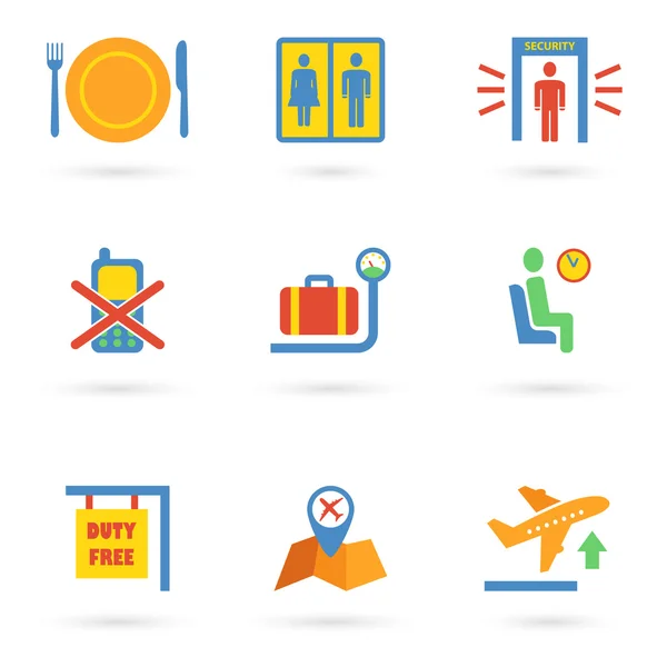 Airport Icons Flat — Stock Vector