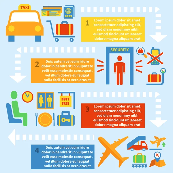 Set infografis bandara - Stok Vektor