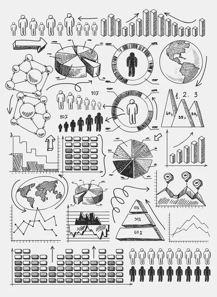 Diagramas de bocetos infografías — Vector de stock