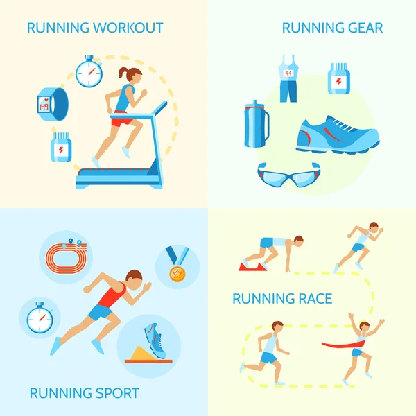 Running icons composition — Stock Vector