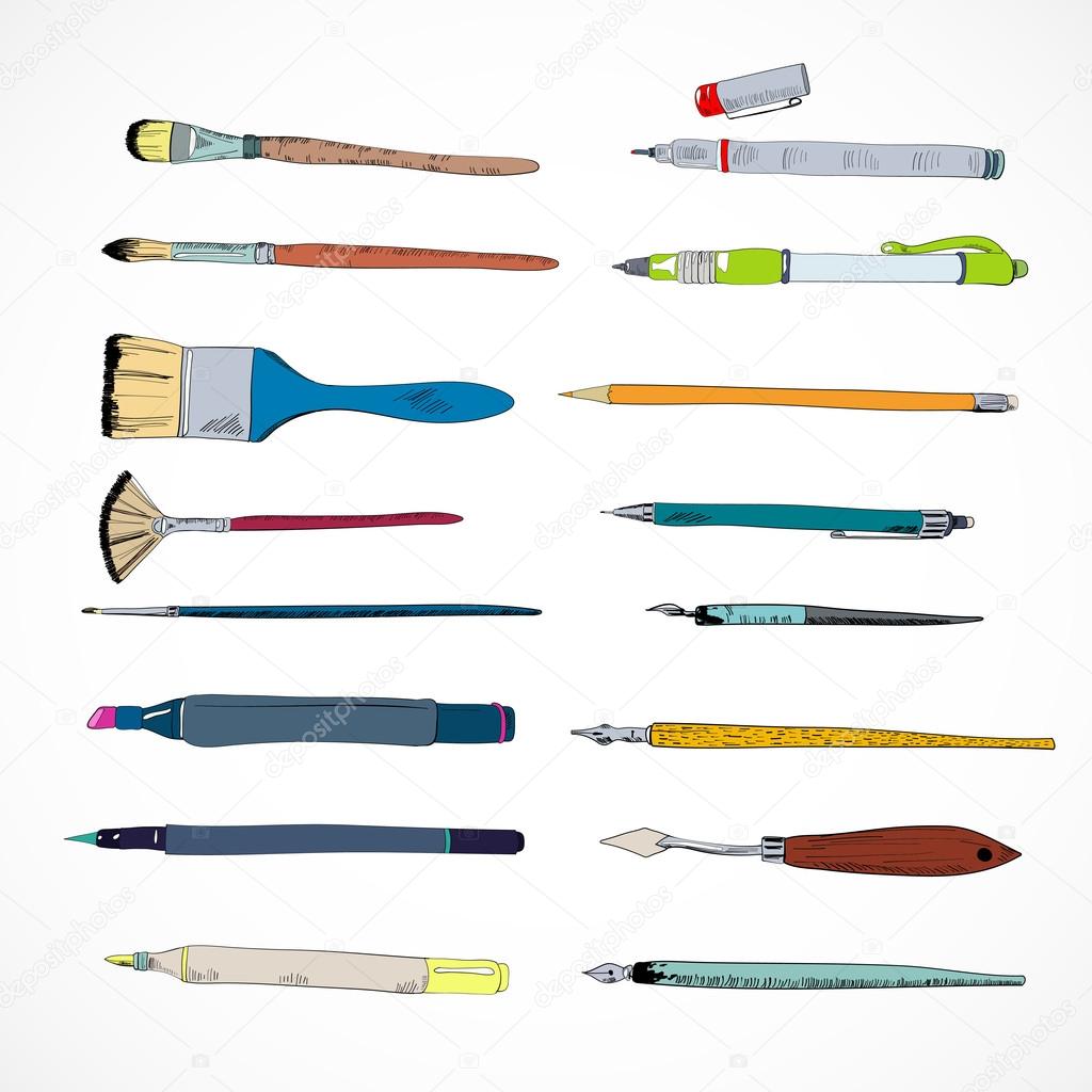 Drawing tools icons sketch