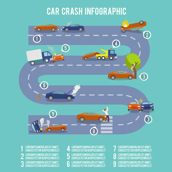 Infografik zum Autounfall — Stockvektor