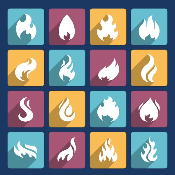 Fire Icons Set — Stock Vector