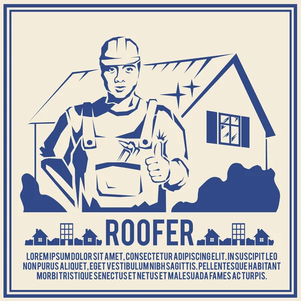 Plakat für Dachdecker-Silhouette — Stockvektor