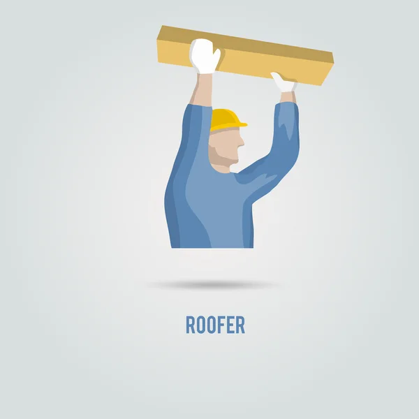 Roofer com ícone de madeira — Vetor de Stock