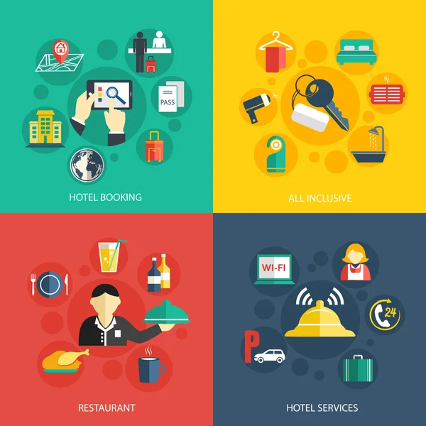 Hotel concepto de servicios de alojamiento — Vector de stock