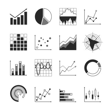 Business chart icons clipart