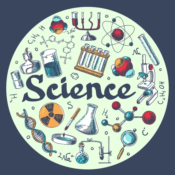 Vorlagen-Skizze zum Emblem der Chemie-Forschung — Stockvektor