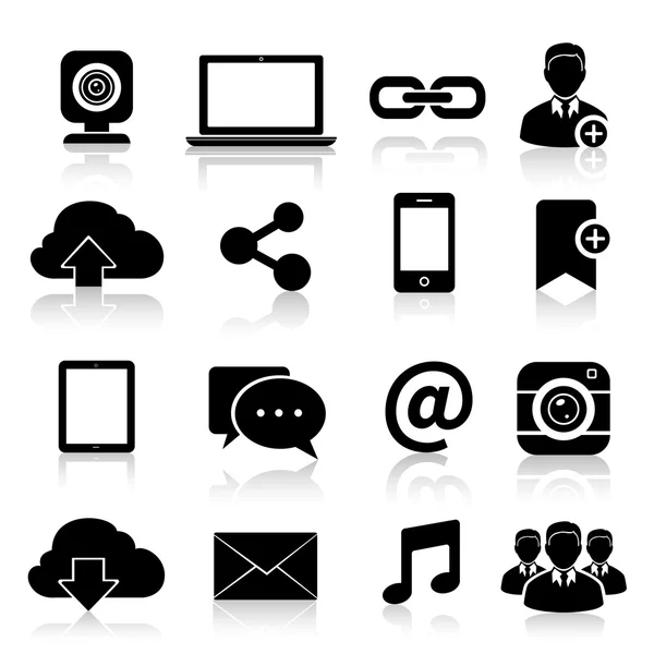 Iconos de medios sociales Negro — Vector de stock