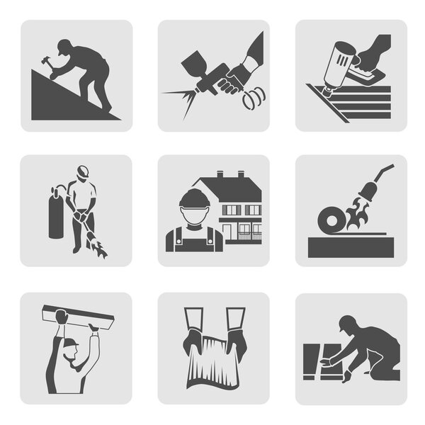 Roofer icons set