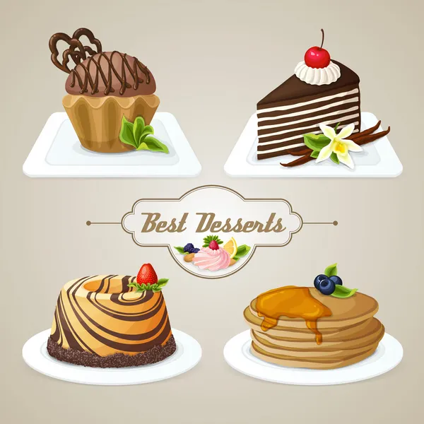 Süßigkeiten Dessert Set — Stockvektor