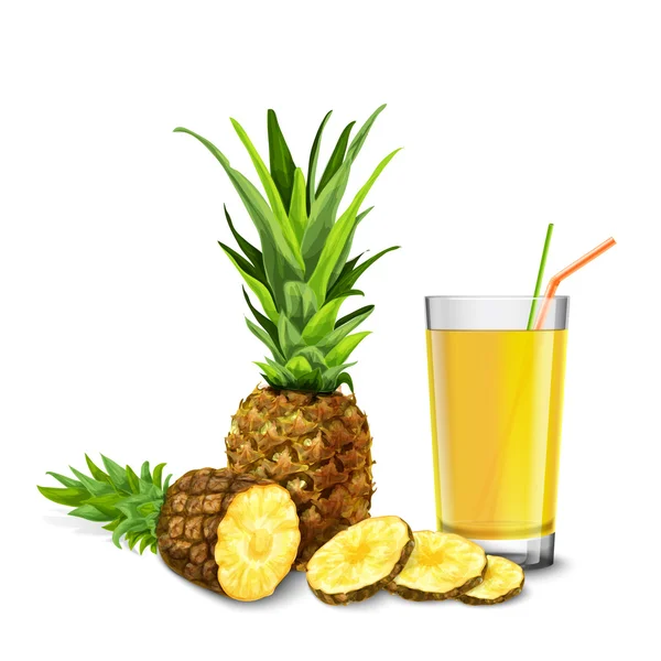 Ananas suyu cam — Stok Vektör