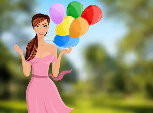 Γυναίκα μπαλόνι πορτρέτο — Διανυσματικό Αρχείο