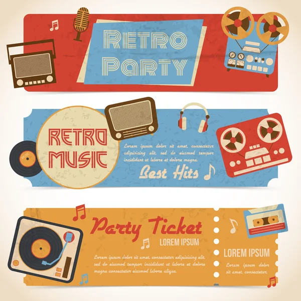 Muzyka retro banery — Wektor stockowy