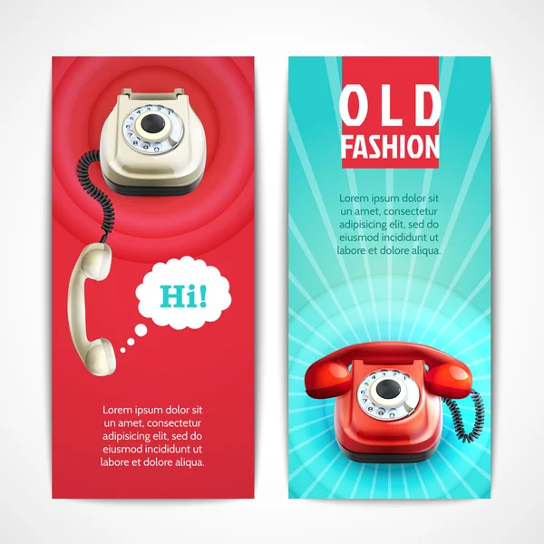Stary telefon banery pionowe — Wektor stockowy