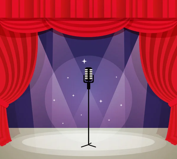 Scène avec microphone — Image vectorielle