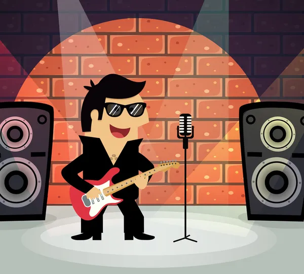 Rock star on stage — Stock Vector